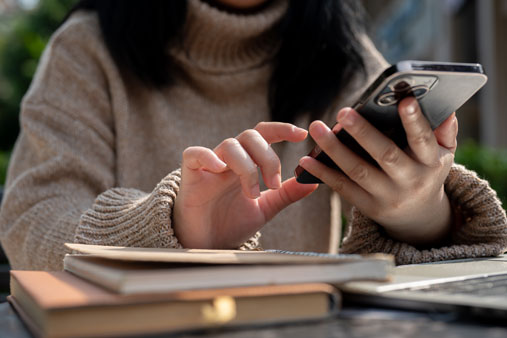 woman in phone